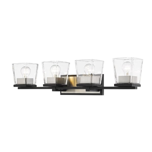 Z-Lite Bleeker Street 4 Light Vanity, Matte Black & Clear 475-4V-MB-BN - main